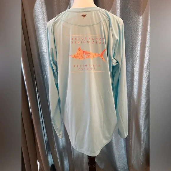 COLUMBIA Men’s PFG Omni-Wick Long Sleeve Shirt 2x Sun Protection Aqua - Picture 3 of 6